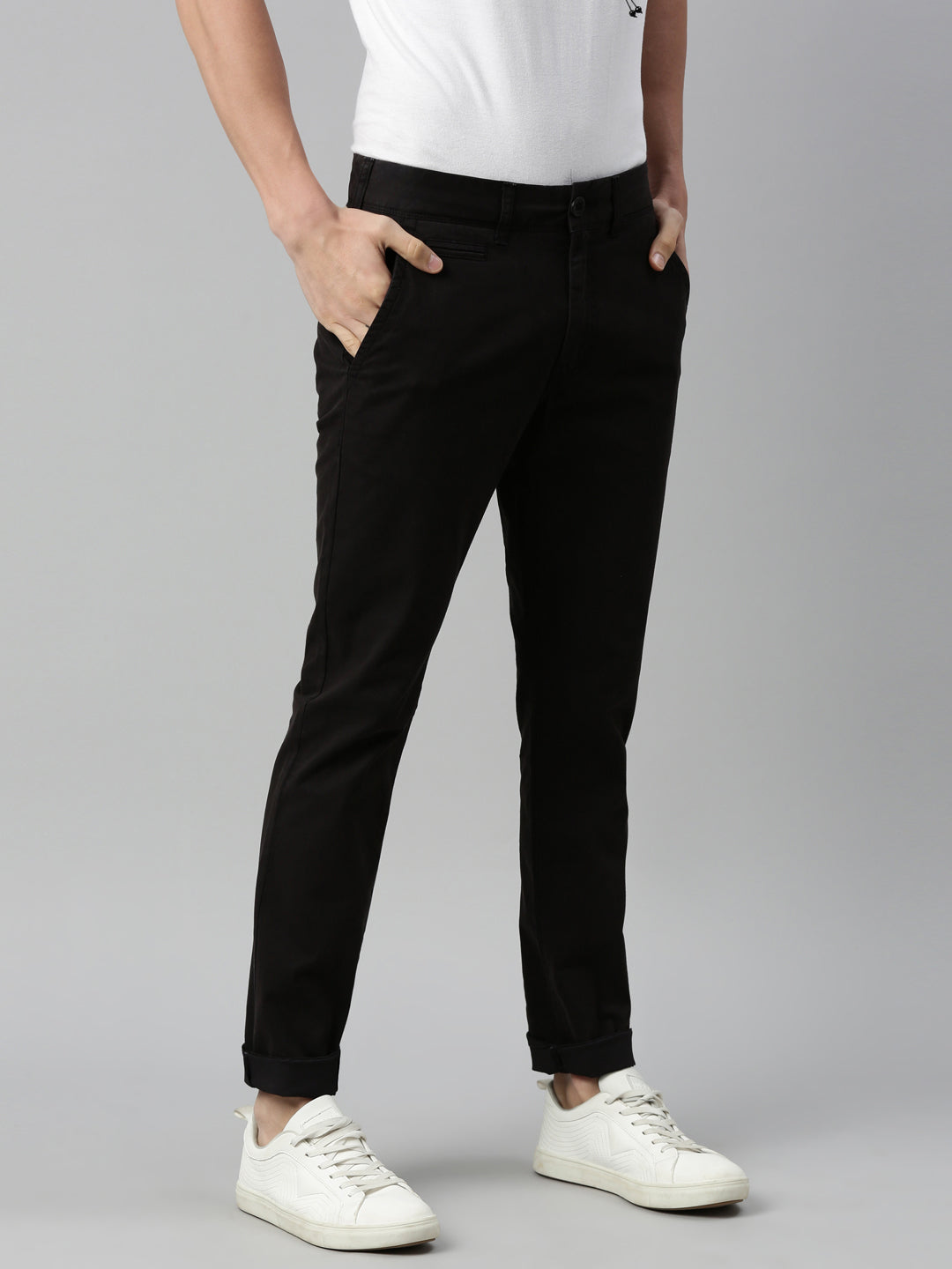 Black Skinny Fit Solid Trouser – Breakbounce