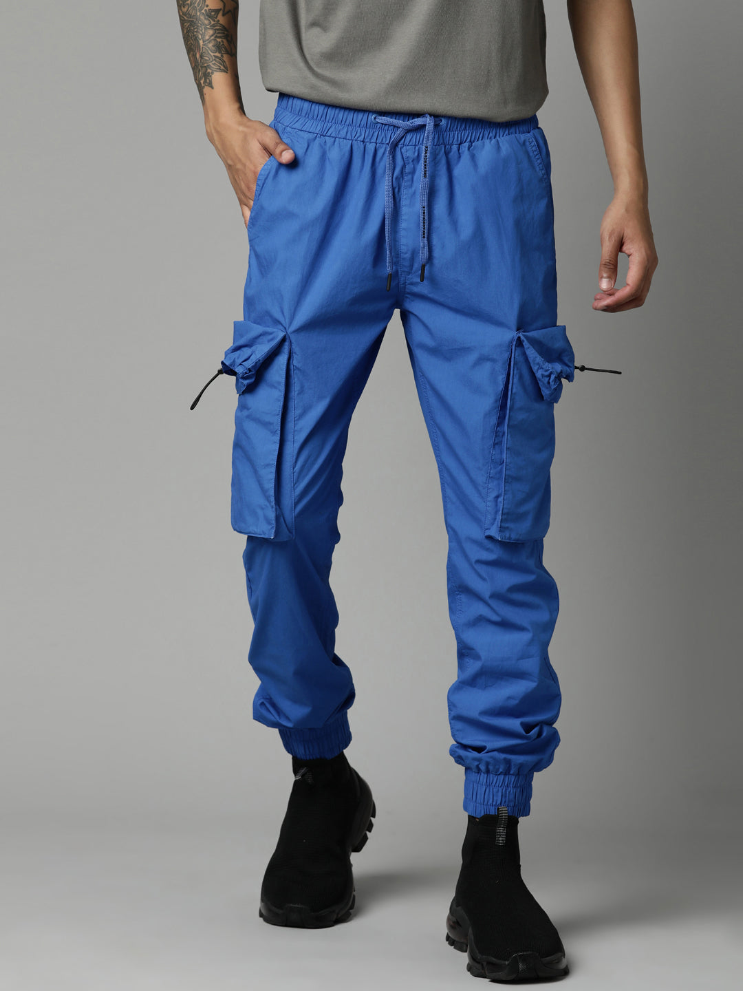 Cobalt Blue Slim Fit Cotton Jogger 8907066344210 – Breakbounce