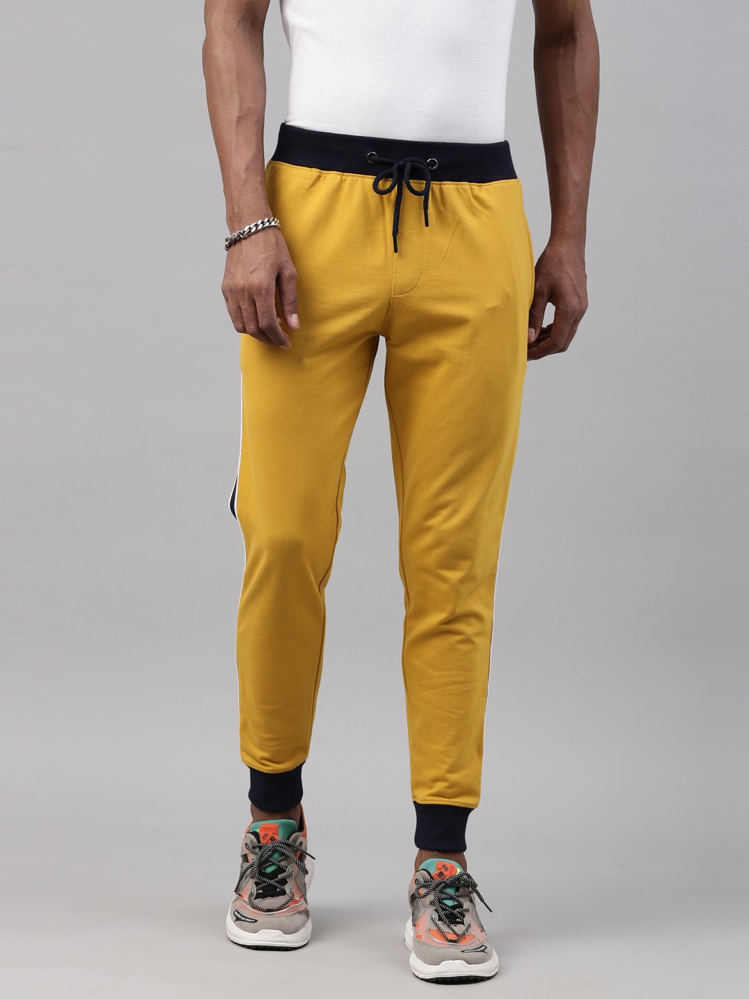 Buy Regular Fit Knitted Yellow Jogger 8907066333993 – Breakbounce